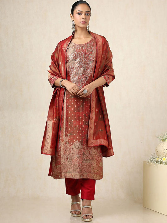 Dhiyona SO Women's Women Ethnic Motifs Printed Regular Kurta with Trousers & With Dupatta