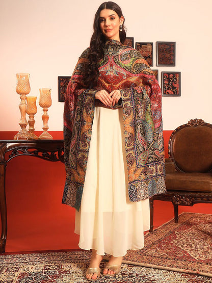 Dhiyona PA Paisley Embroidered Zari Shawl