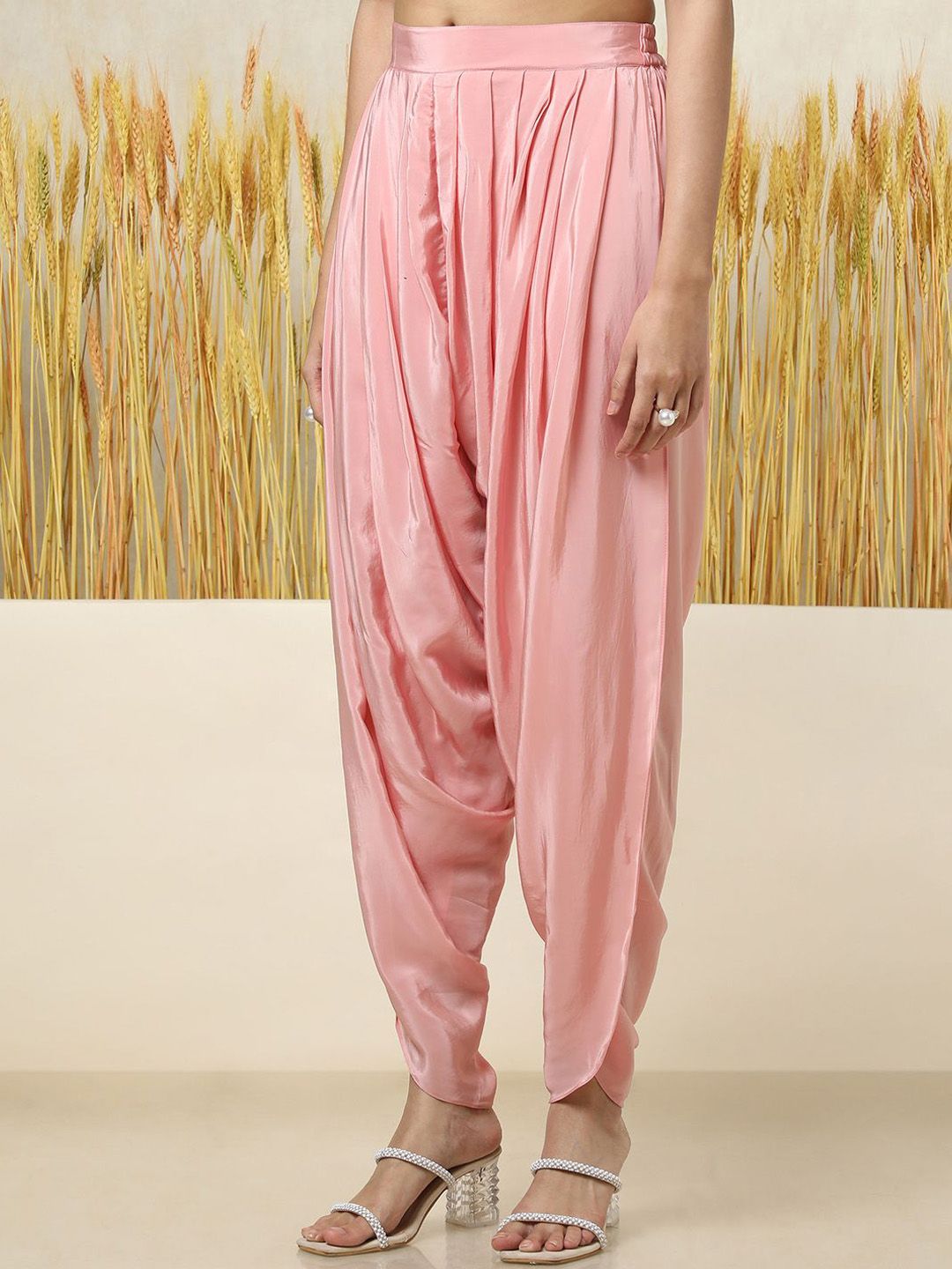 Dhiyona SO Women's Chevron Embroidered Square Neck Georgette Layered A-Line Kurti With Dhoti Pants