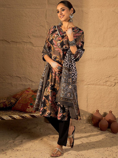 Women Ethnic Motifs Printed Regular Pure Cotton Kurta with Trousers & With Dupatta