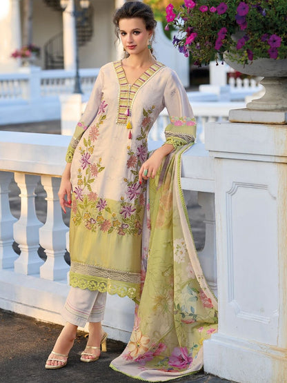 Women Floral Embroidered Regular Mirror Work Kurta with Trousers & Dupatta