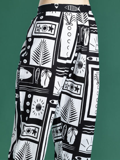 Dhiyona IE Printed Pure Cotton Tunic & Trousers Co-ords