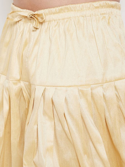 Men's Gold Silk Blend Regular Dhoti