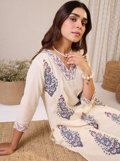 Dhiyona IE Printed Pure Cotton Tunic With Palazzo