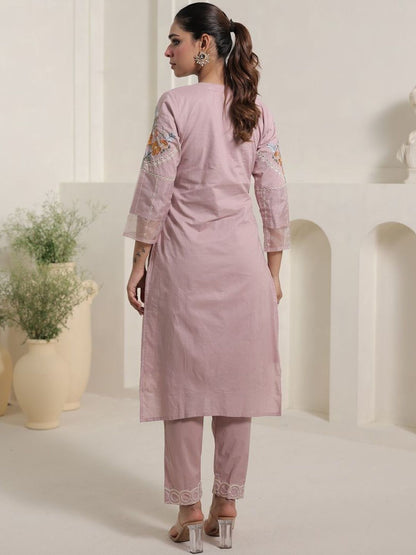 Women Ethnic Motifs Embroidered Regular Thread Work Pure Cotton Kurta with Trousers & With Dupatta