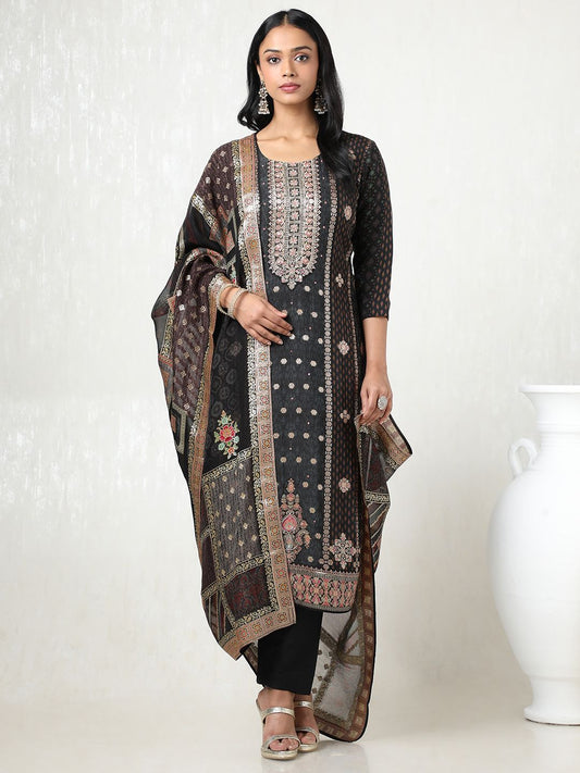 Dhiyona SO Women's Women Floral Printed Regular Beads and Stones Kurta with Trousers & With Dupatta