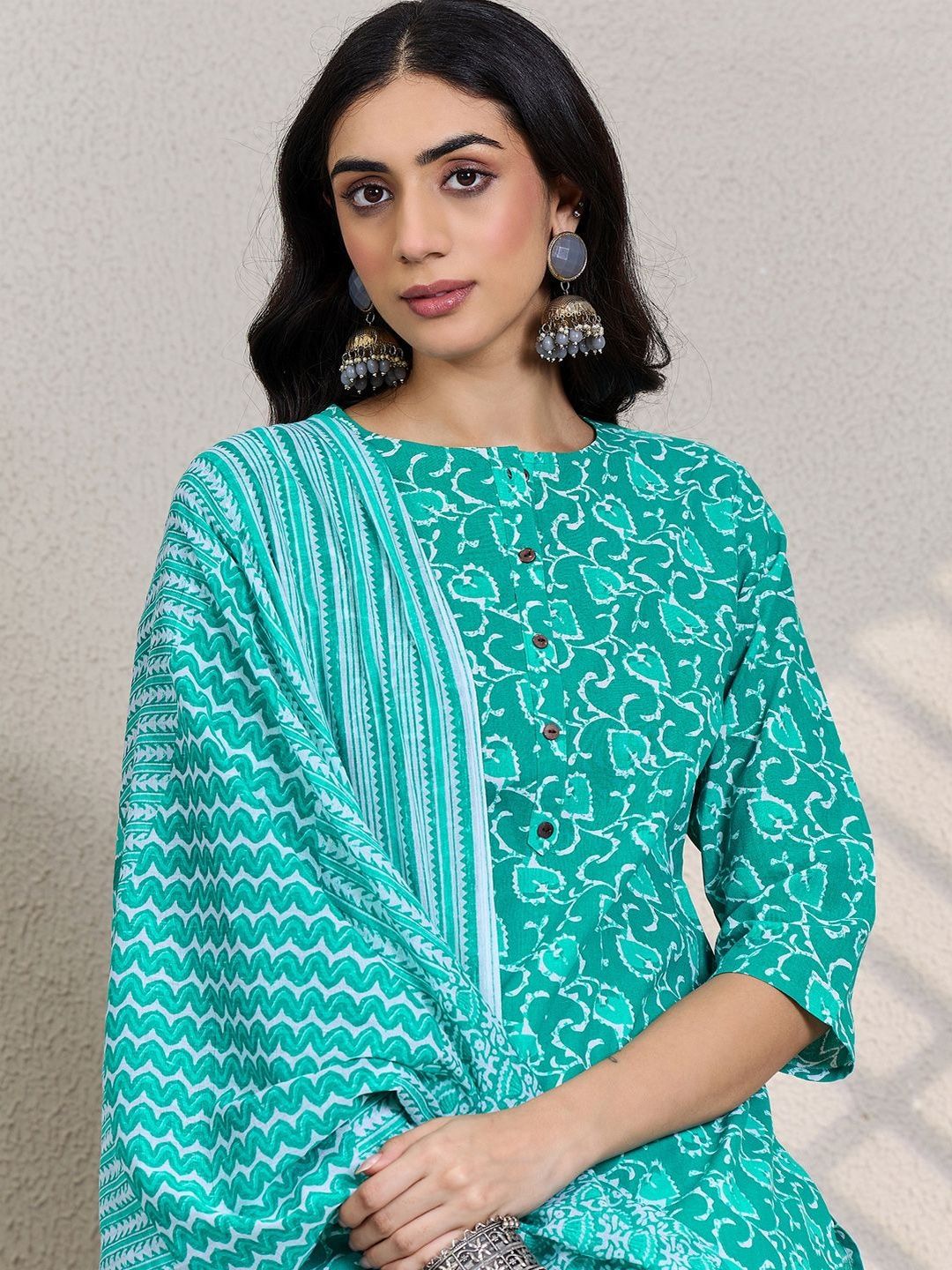 Women Ethnic Motifs Printed Pure Cotton Kurta with Trousers & Dupatta