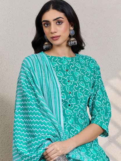 Women Ethnic Motifs Printed Pure Cotton Kurta with Trousers & Dupatta