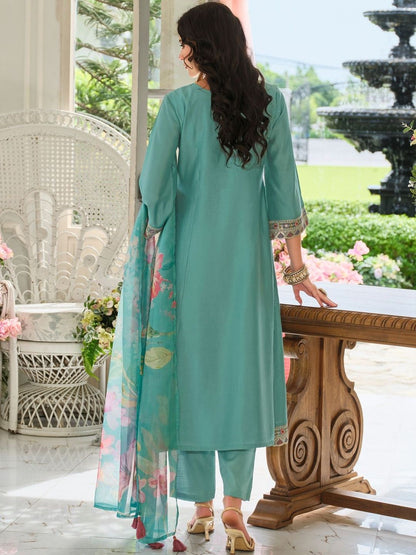 Women Ethnic Motifs Embroidered Kurta with Trousers & Dupatta