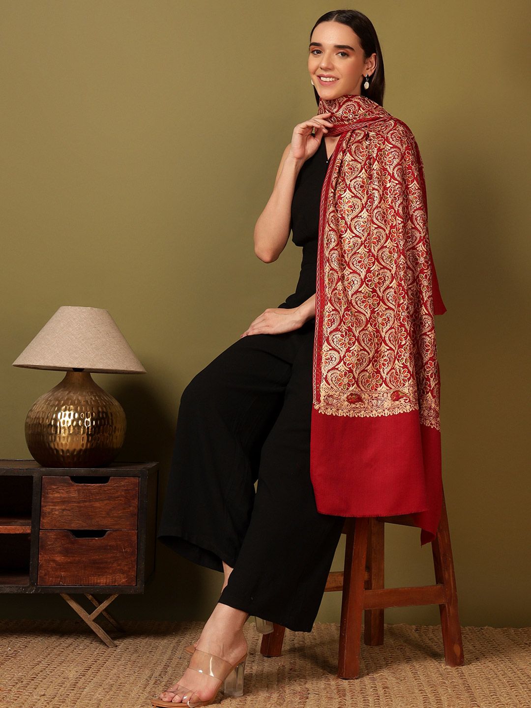 Dhiyona PA Floral Embroidered Thread Work Shawl