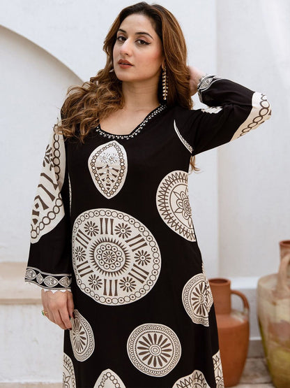 Dhiyona IS Women's Women Ethnic Motifs Printed Kurta with Trousers