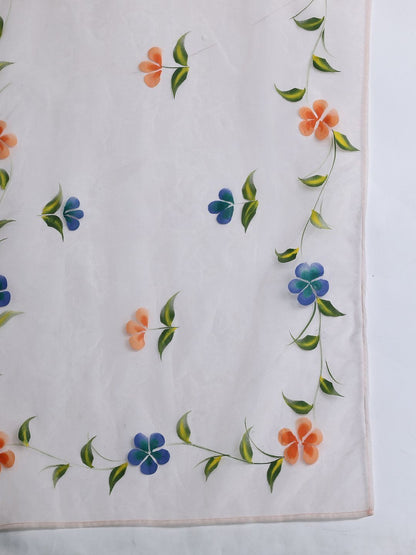 Floral Printed Empire Thread Work Pure Cotton Kurta with Trousers & With Dupatta