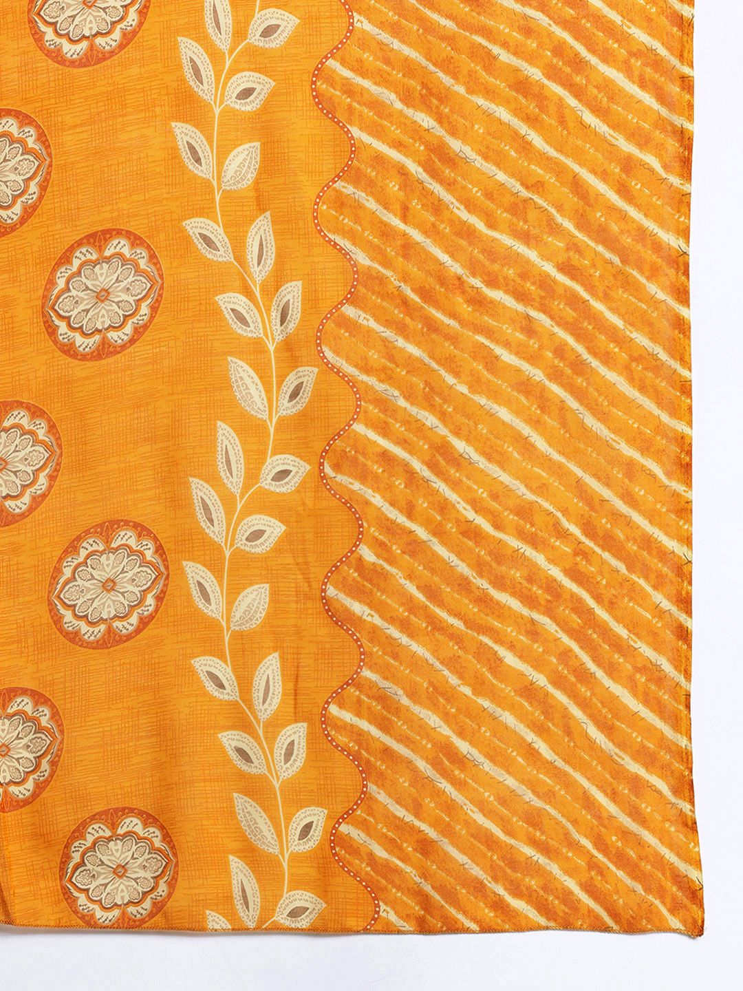 Plus Size Leheriya Print Kurta with Palazzos & Dupatta