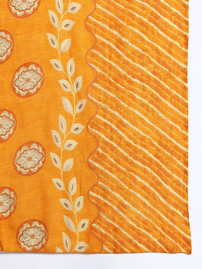 Plus Size Leheriya Print Kurta with Palazzos & Dupatta