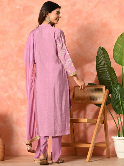 Dhiyona SN Women's Solid Embroidered Kurta with Dhoti Pant & Dupatta