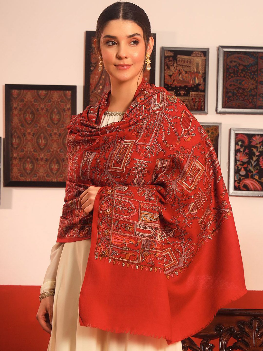 Dhiyona PA Embroidered Arwina Pure Wool Shawl