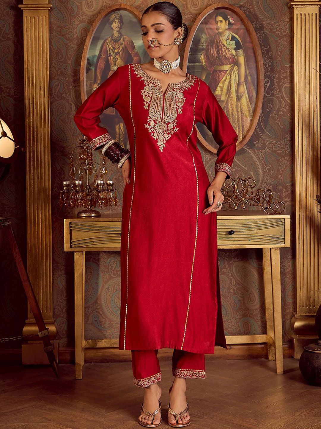 Dhiyona IE Ethnic Motifs Embroidered Kurta With Trousers & Dupatta