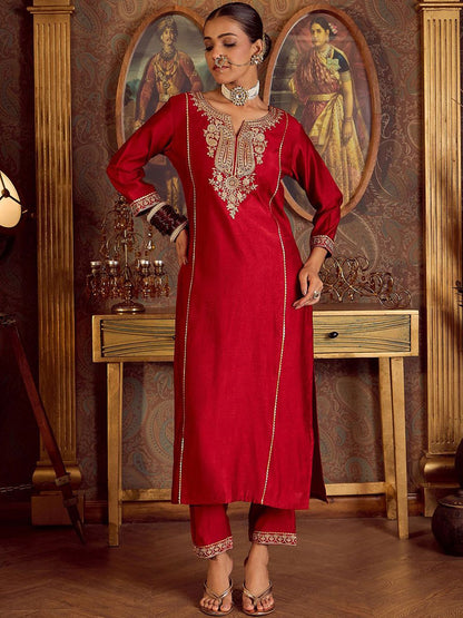 Dhiyona IE Ethnic Motifs Embroidered Kurta With Trousers & Dupatta