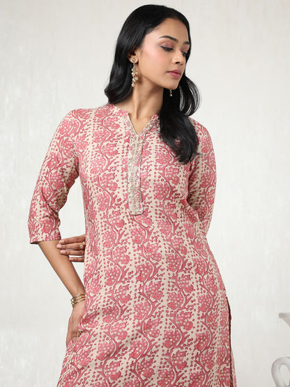 Dhiyona SO Women's Women Bandhani Printed Regular Gotta Patti Kurta with Trousers