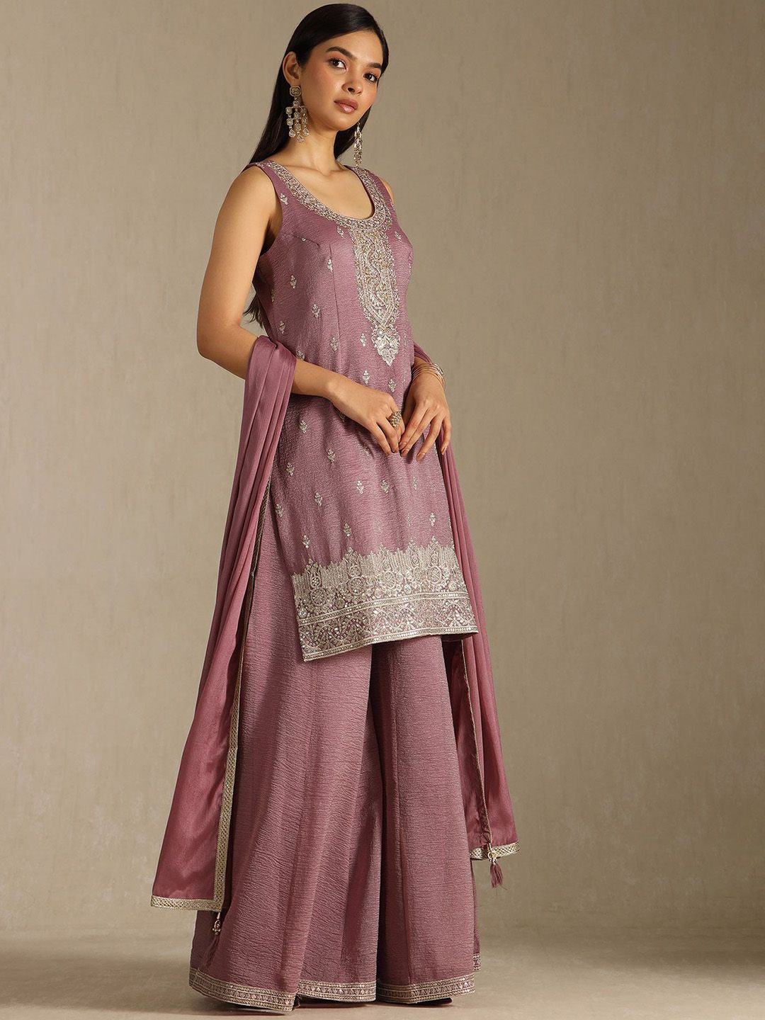 Dhiyona SO Women's Women Solid Kurta with Palazzo & Dupatta