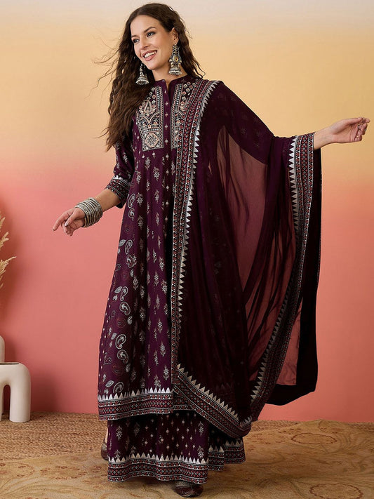 Dhiyona SN Women Embroidered Anarkali Kurta Set With Dupatta