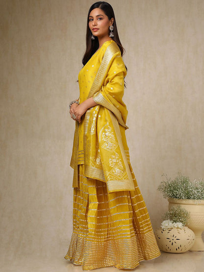 Dhiyona SO Women's Women Ethnic Motifs Regular Beads and Stones Kurta with Skirt & With Dupatta