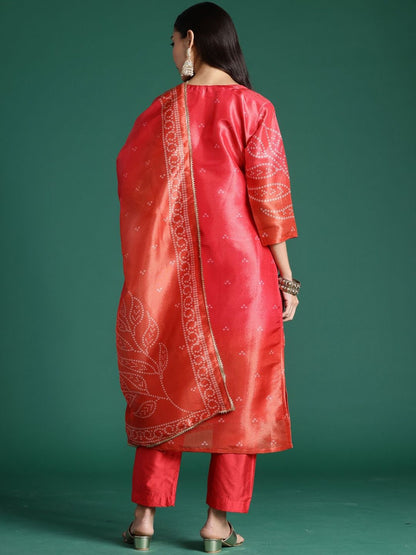 Women Ethnic Motifs Printed Regular Thread Work Kurta with Trousers & With Dupatta
