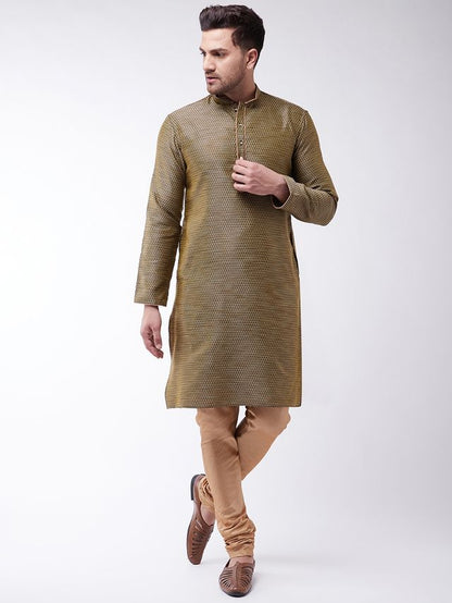 Men's Black Silk Blend Straight Kurta Pyjama Set