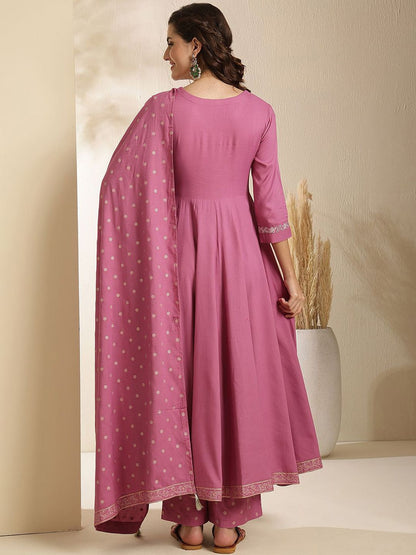 Dhiyona SN Women's Ethnic Motifs Embroidered Anarkali Kurta with Palazzo & Dupatta