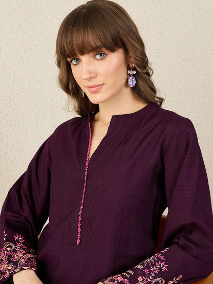 Dhiyona IE Embroidered Mandarin Collar Tunic With Trouser