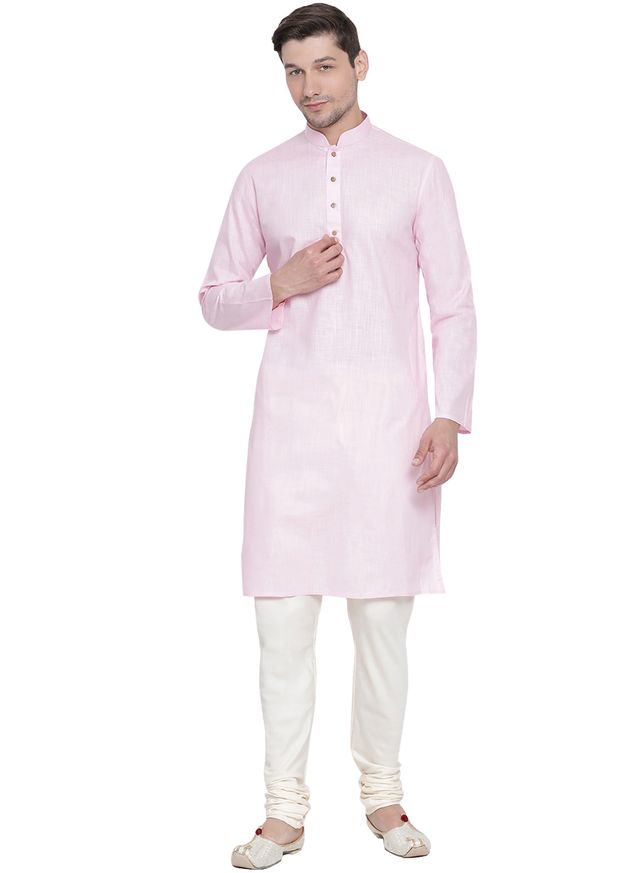 Men's Purple Cotton Linen Straight Kurta Pyjama Set