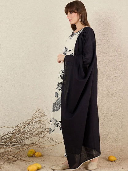 Women Floral Printed Regular Thread Work Pure Cotton Kurta with Trousers & With Dupatta