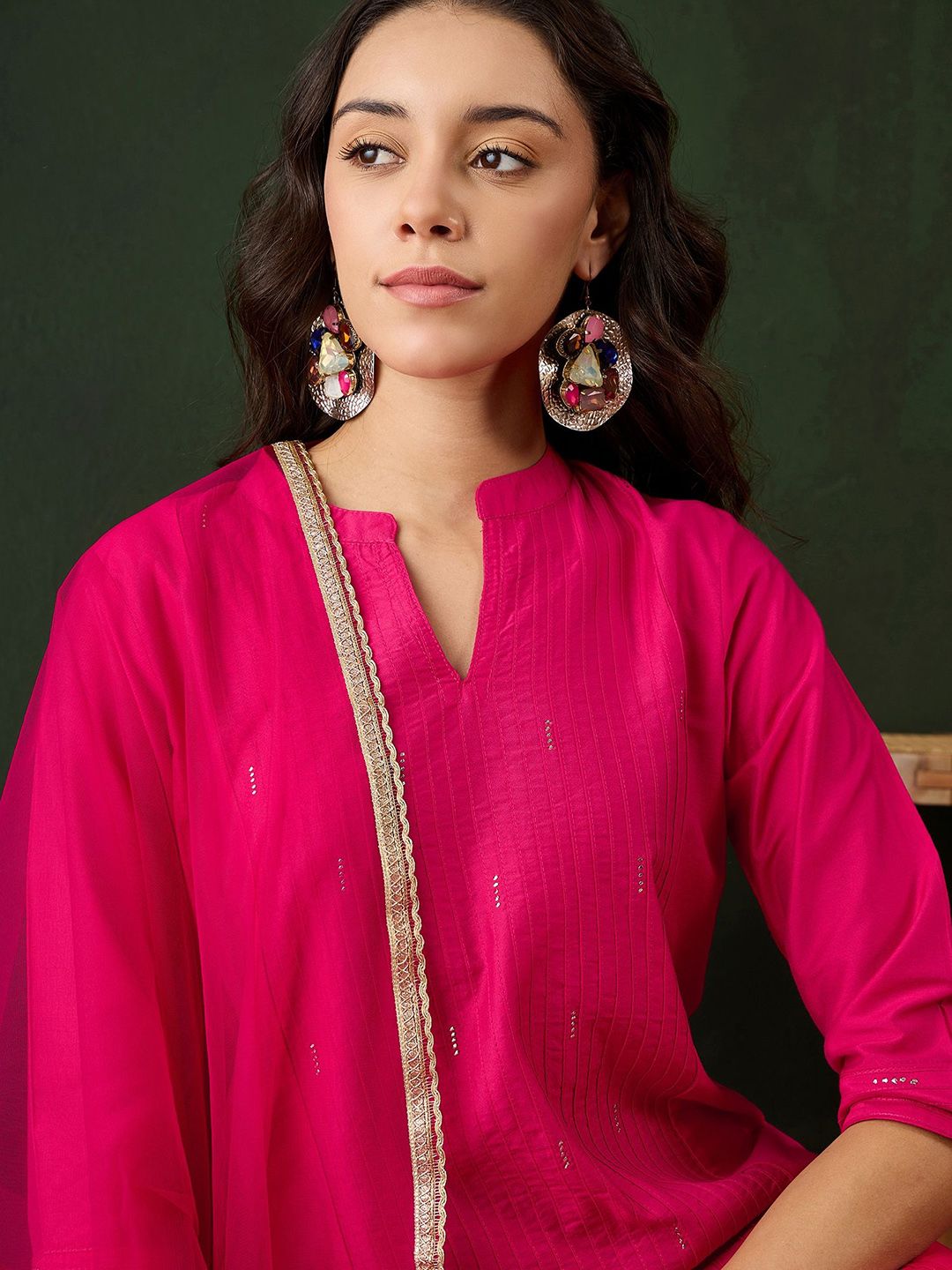 Dhiyona SN Women's Embroidered Pure Cotton Kurta Set With Dupatta