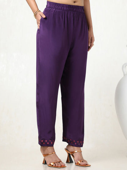 Dhiyona SO Women's Women Sequinned Silk Crepe Kurta with Trousers