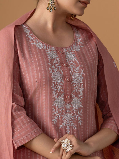 Dhiyona WP Women Jamdani Pure Cotton Suit Set With Dupatta