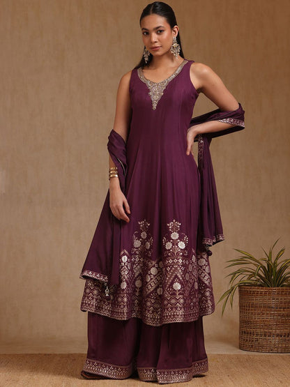 Dhiyona SO Women's Women Ethnic Motifs Regular Beads and Stones Kurta with Palazzos & With Dupatta