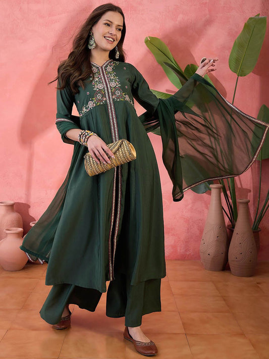 Dhiyona SN Women's Embroidered Anarkali Kurta Set With Dupatta
