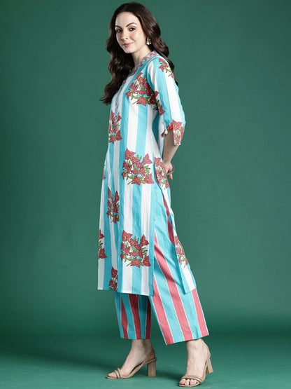 Dhiyona IE Printed Pure Cotton Tunic & Trousers Co-ords