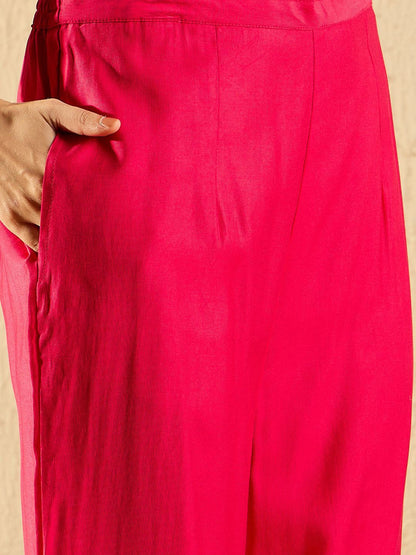 Dhiyona IE Women Floral Embroidered Regular Thread Work Liva Kurta with Trousers & With Dupatta
