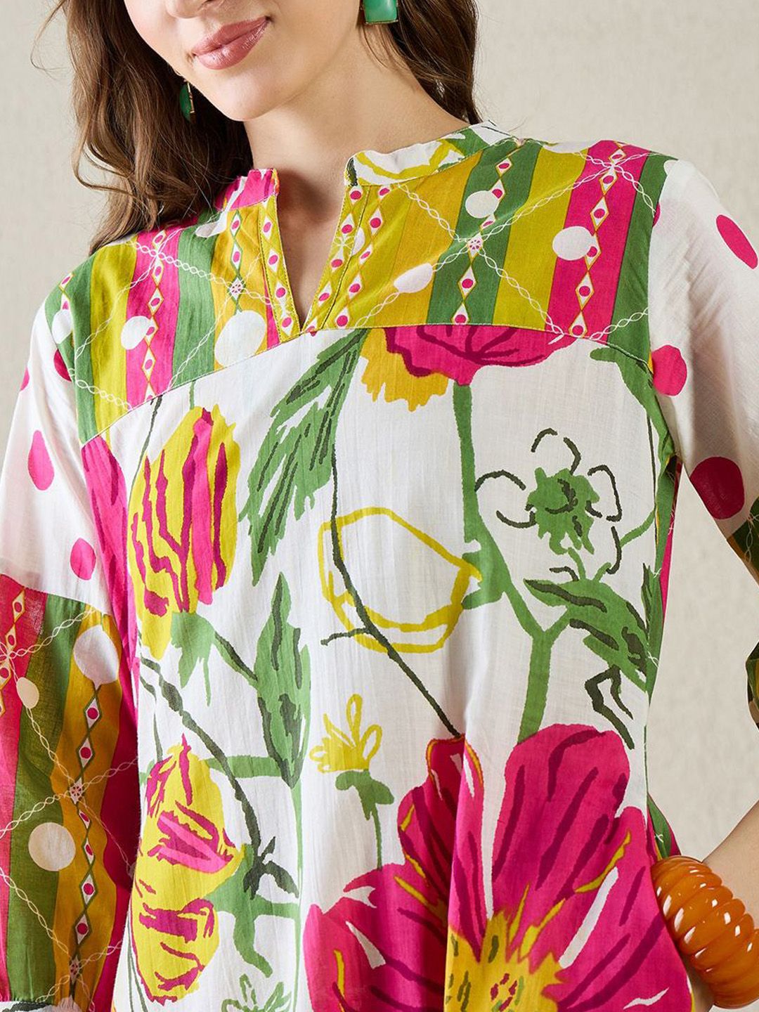 Dhiyona IE Printed Pure Cotton Tunic With Trouser