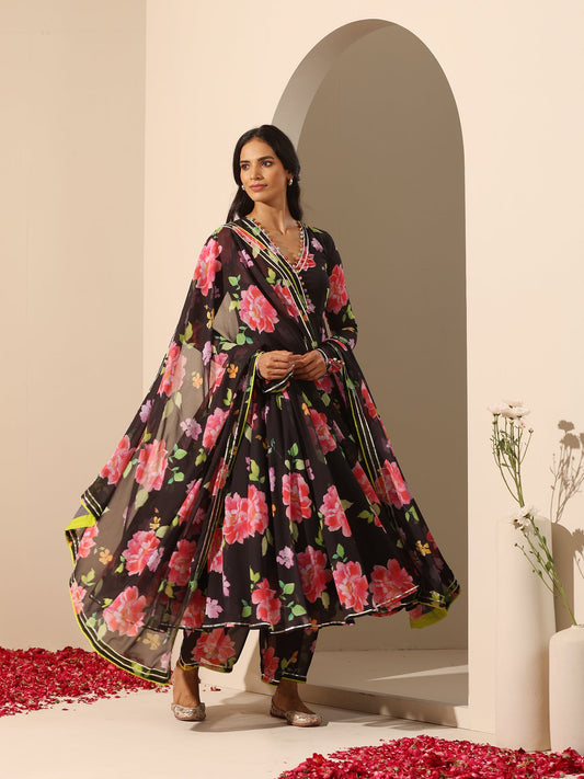 Gul Gulabi Phool Anarkali Set