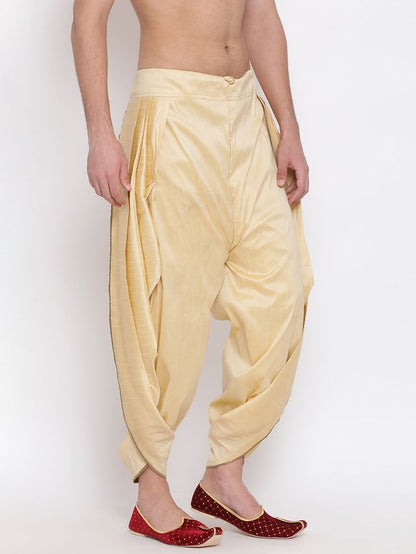 Men's Gold Silk Blend Regular Dhoti