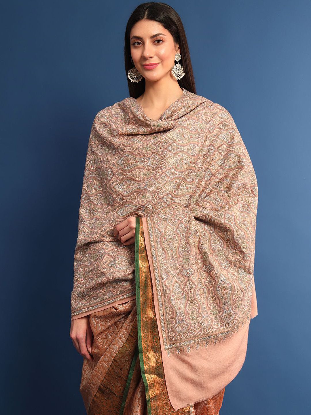 Dhiyona PA Ethnic Motifs Embroidered Woollen Shawl