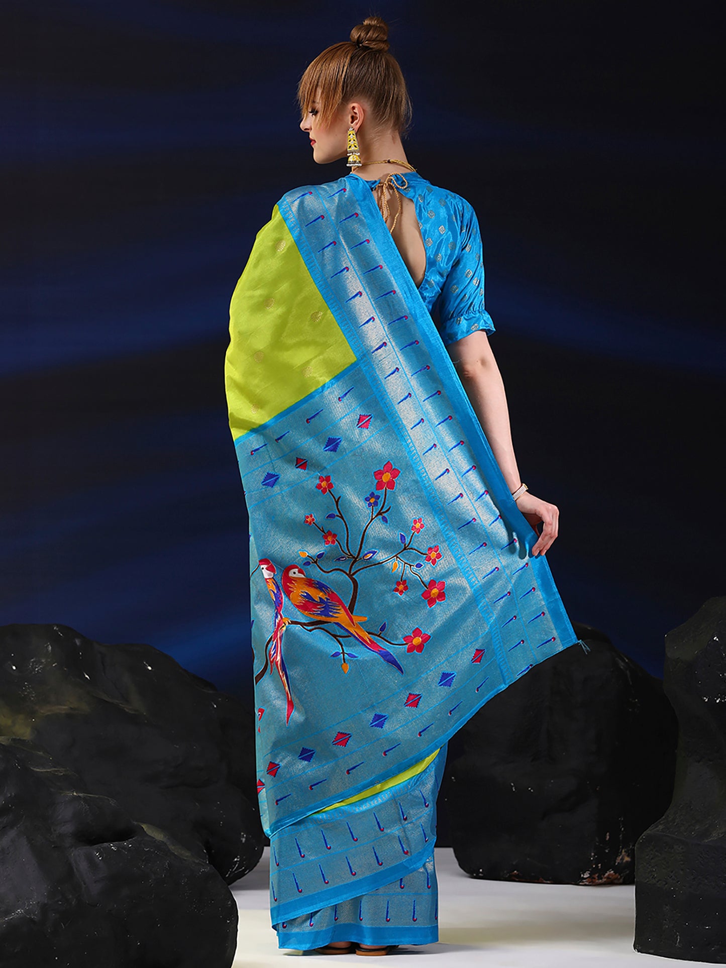 Women's Dola Silk Light Green Printed Designer Saree With Blouse Piece