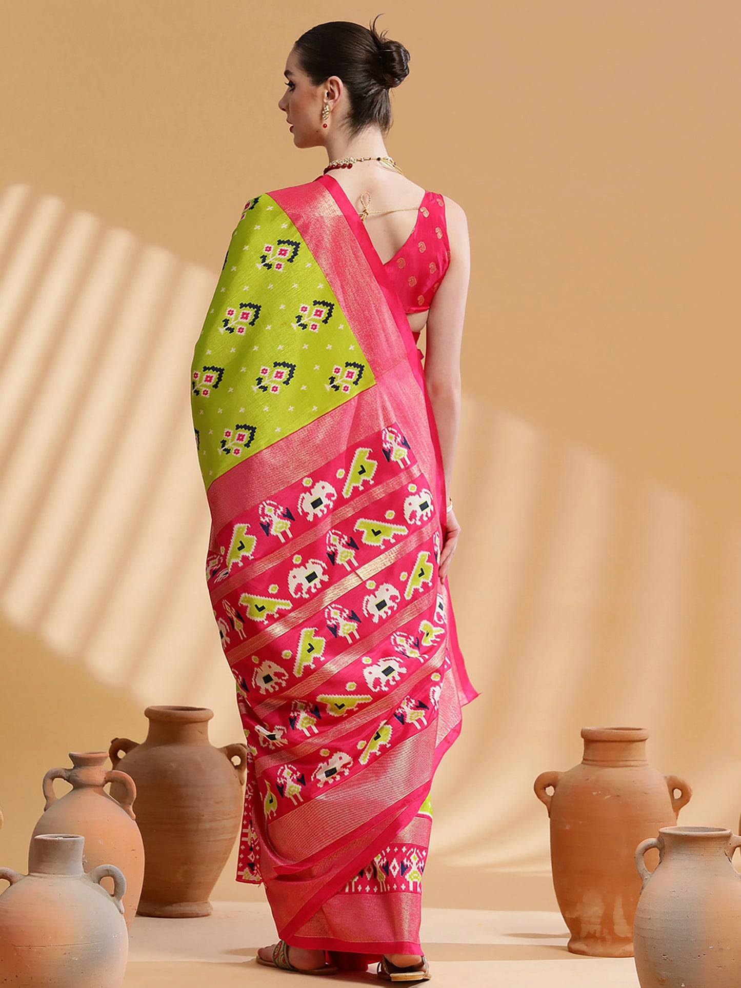 Women's Dola Silk Light Green Printed Designer Saree With Blouse Piece