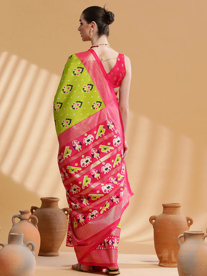 Women's Dola Silk Light Green Printed Designer Saree With Blouse Piece