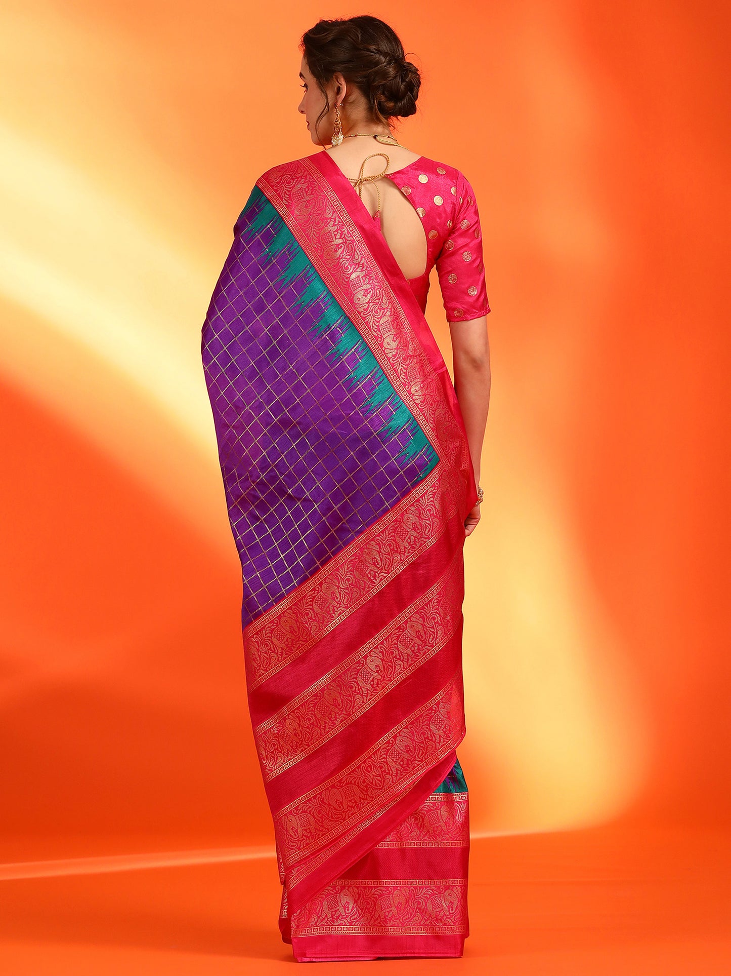 Women's Dola Silk Purple Printed Designer Saree With Blouse Piece