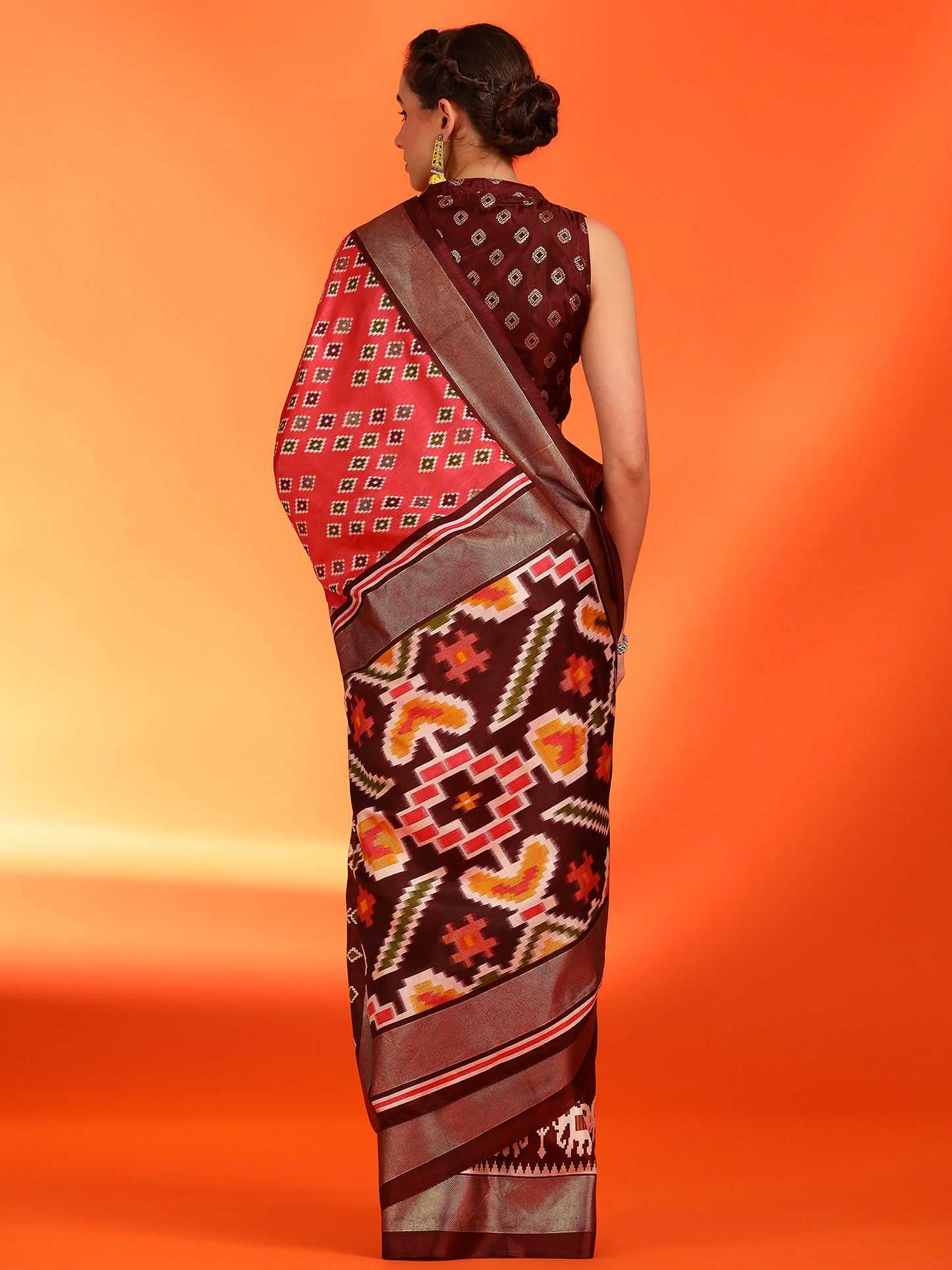 Women's Dola Silk Red Printed Designer Saree With Blouse Piece