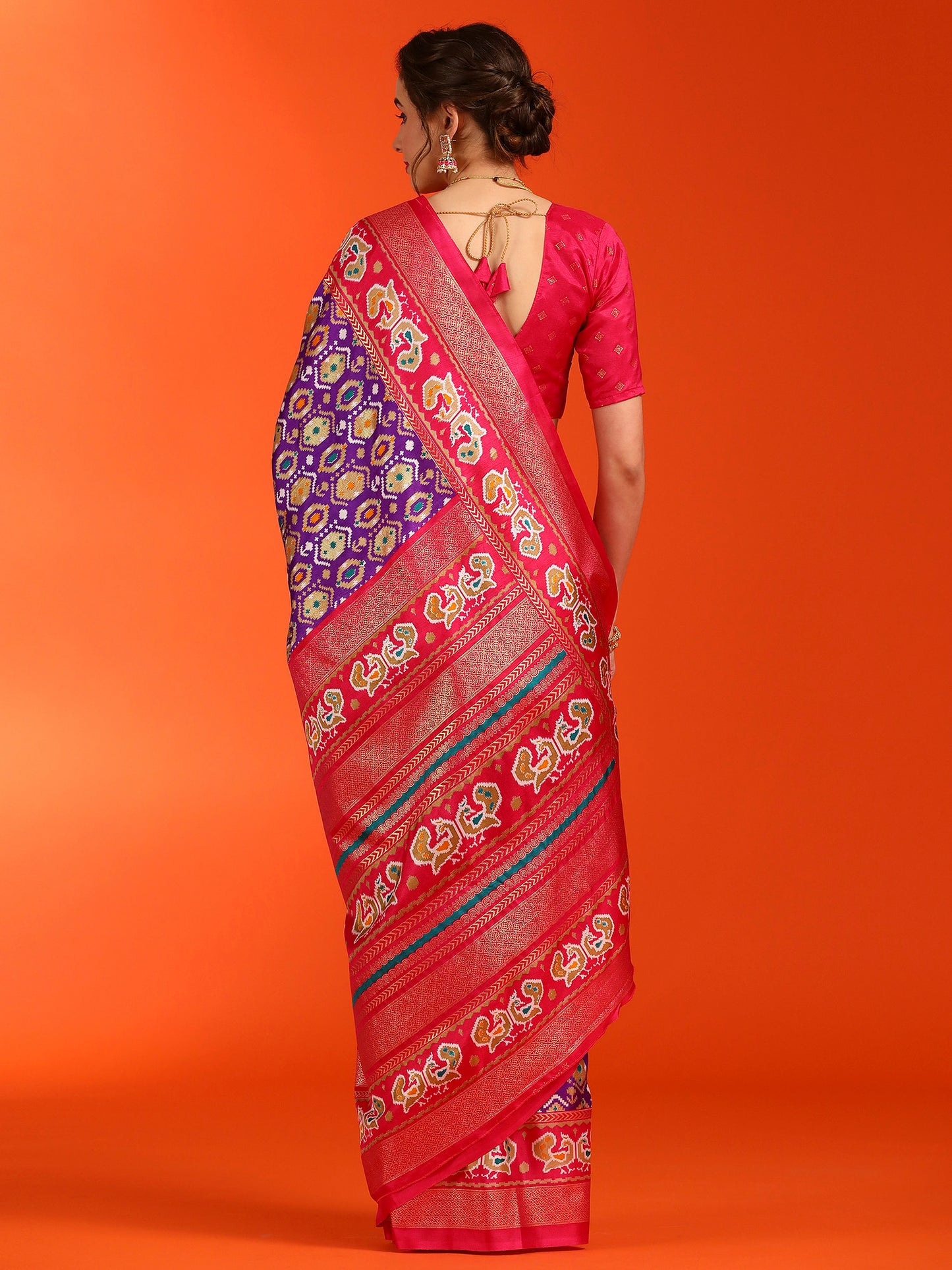 Women's Dola Silk Purple Printed Designer Saree With Blouse Piece