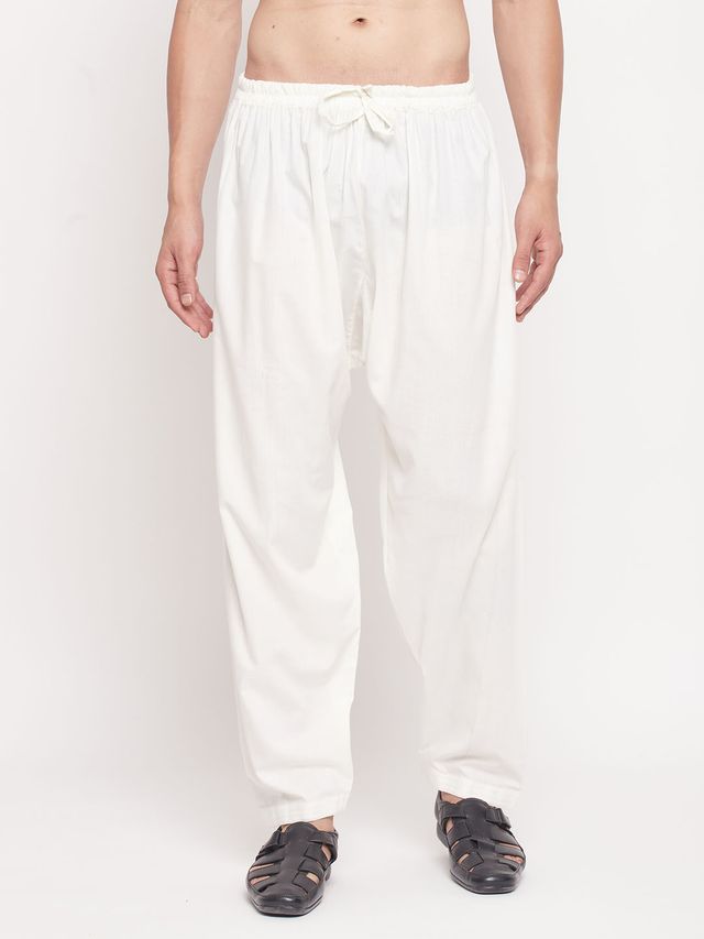 Men's Cream Cotton Blend  Pyjama